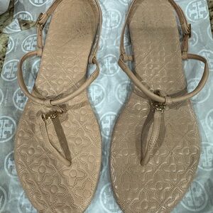 Tory Burch Light Oak Quilted Sandal Leather